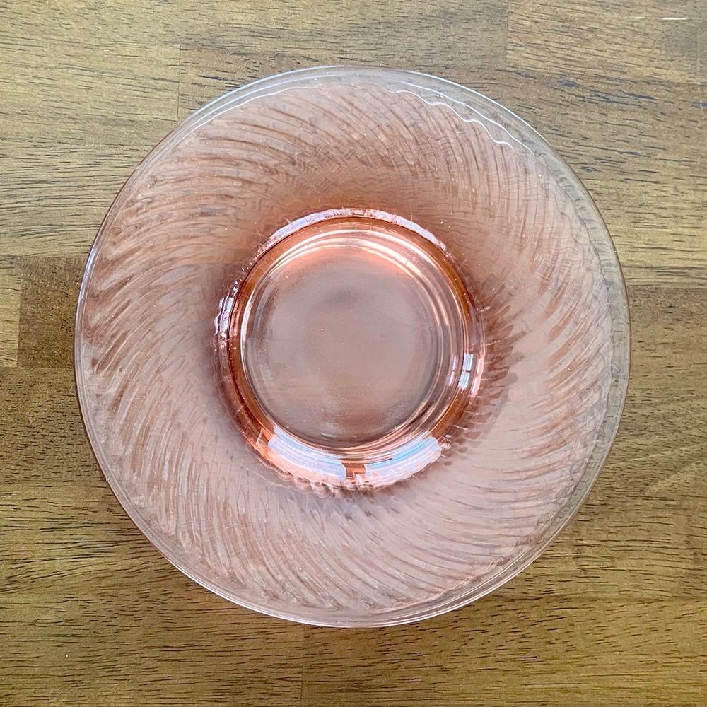 Vintage Twisted Optic Pink Imperial Glass Plates (3)